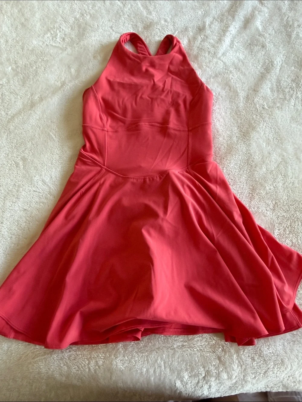 lululemon athletica Coral Red Halter Fit-and-Flare Mini Dress